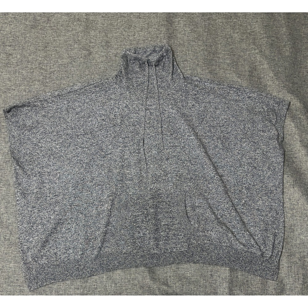 GapBody Women M/L Poncho Sweater Gray Merino Wool Blend Turtleneck